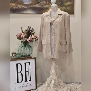 Washable Suede‎ Leather Blazer Jacket Coat Womens Sz L